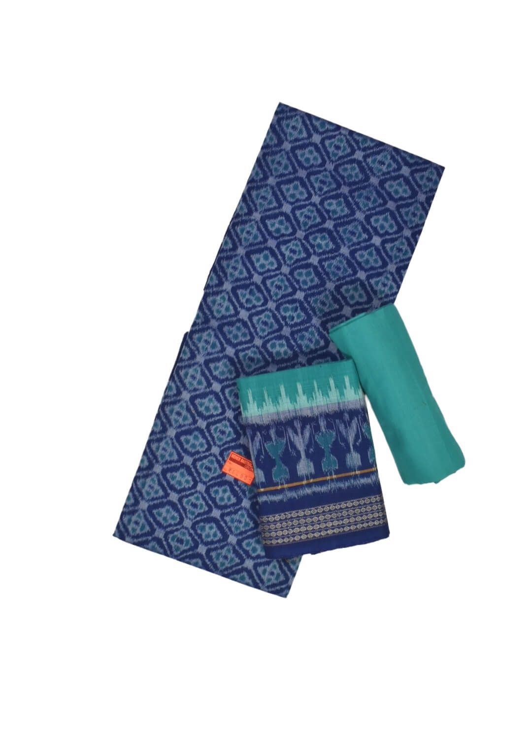 Blue Colour Sambalpuri Handloom Cotton Dress Material
