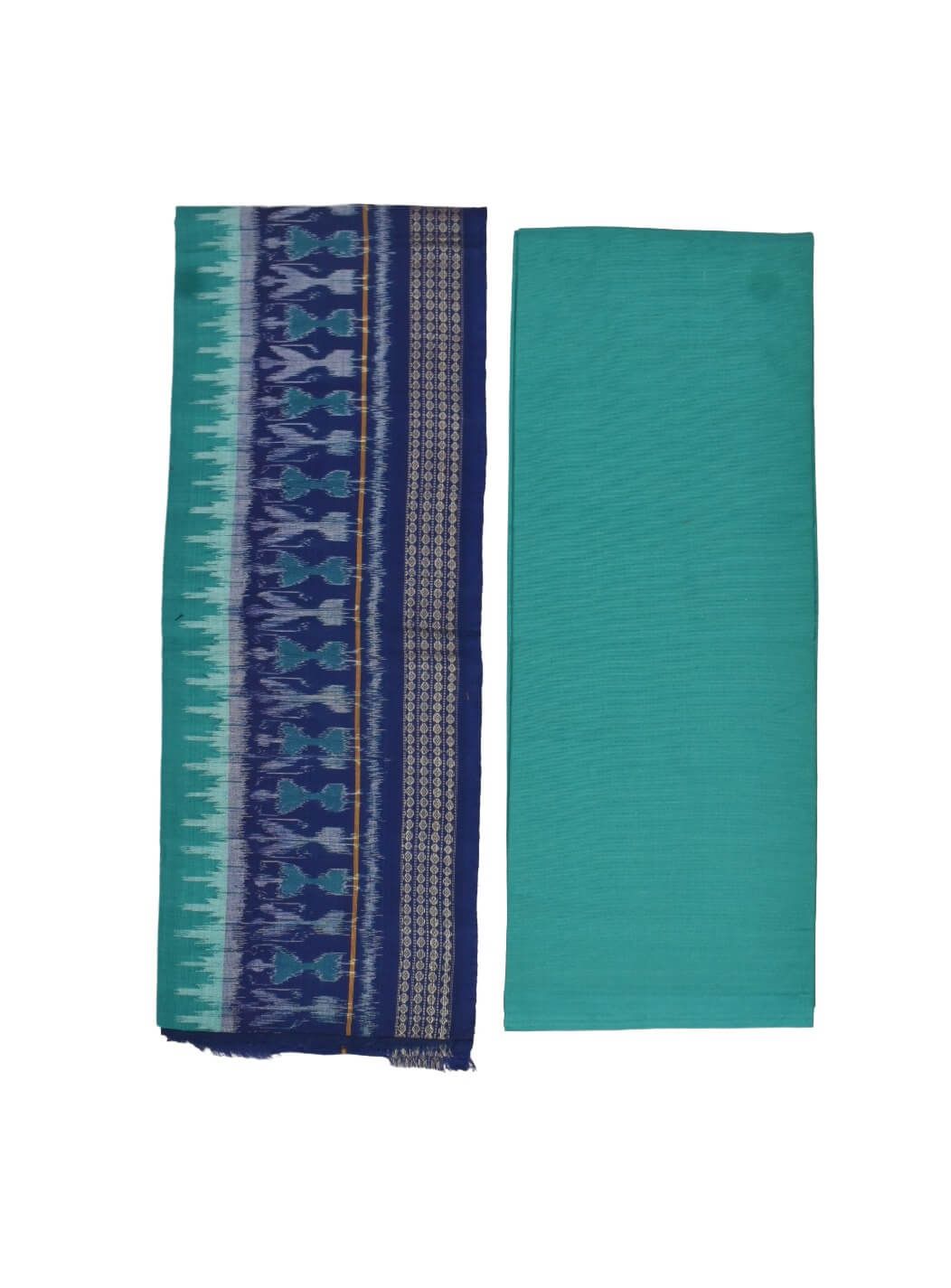 Blue Colour Sambalpuri Handloom Cotton Dress Material - Image 2