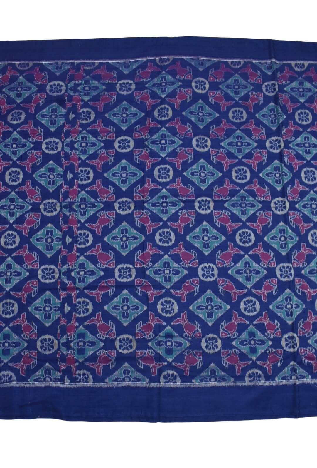 Blue Colour Sambalpuri Handloom Cotton Fabric - Image 2
