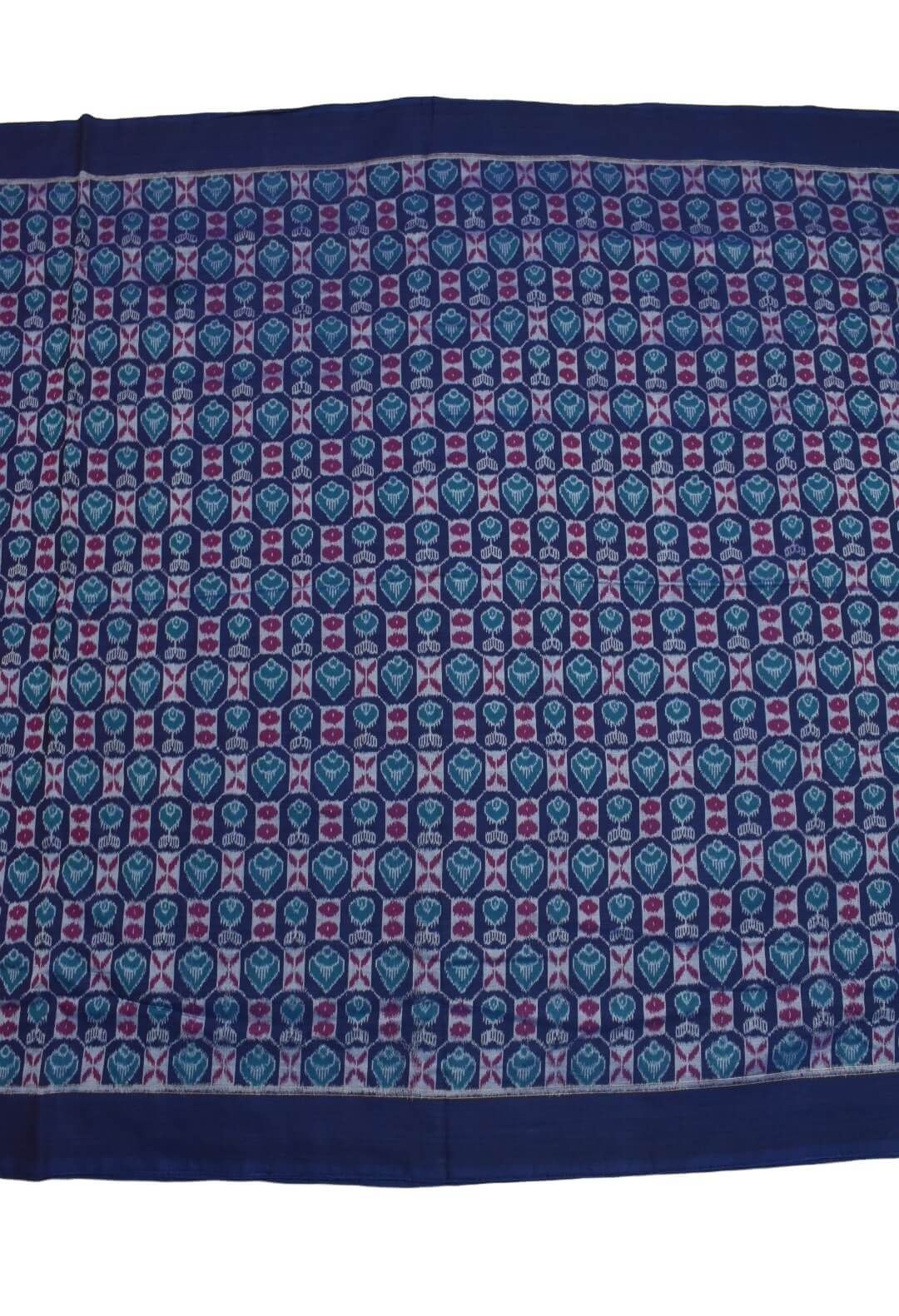 Blue-Red Colour Sambalpuri Handloom Cotton fabric - Image 2