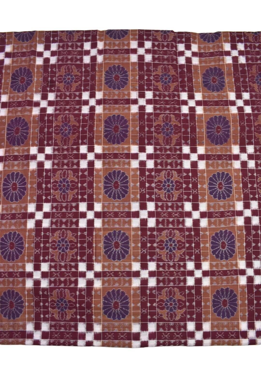 Maroon Colour Sambalpuri Handloom Cotton Fabrics - Image 2