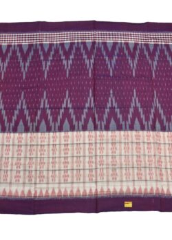 Purple-White Colour Sambalpuri Handloom Cotton Saree