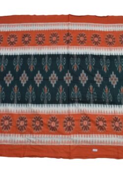 Orange-Green Colour Sambalpuri Handloom Cotton Saree