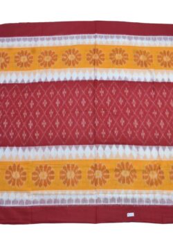 Yellow-Red Colour Sambalpuri Handloom Cotton Saree