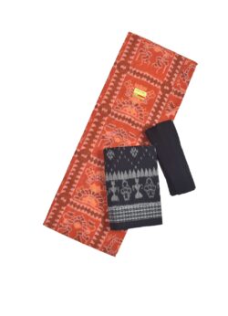 Orange Colour Sambalpuri Handloom Cotton Dress Material