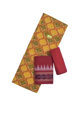 Yellow Colour Sambalpuri Handloom Cotton Dress Material