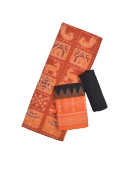 Orange Colour Sambalpuri Handloom Cotton Dress Material