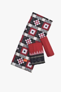 White-Black Colour Sambalpuri Handloom Cotton Dress Material