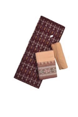Brown Colour Sambalpuri Handloom Cotton Dress Material