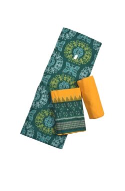 Green Colour Sambalpuri Handloom Cotton Dress Material
