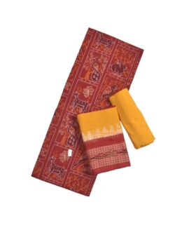 Red Colour Sambalpuri Handloom Cotton Dress Material
