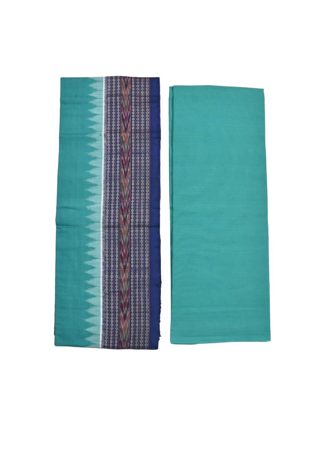 Sky Blue Colour Sambalpuri Handloom Cotton Dress Material - Image 2