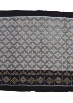 Gray Colour Plane Border Sambalpuri Handloom Cotton Saree