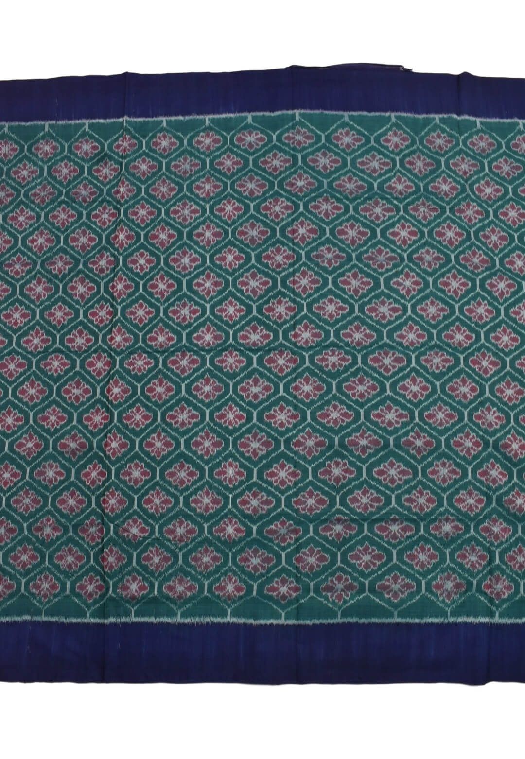 Green-Red Colour Plane Border Sambalpuri Handloom Cotton Saree