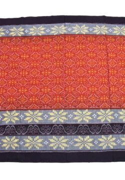 Orange Colour Plane Border Sambalpuri Handloom Cotton Saree