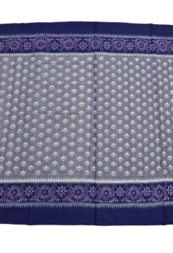 Gray Colour Plane Border Sambalpuri Handloom Cotton Saree