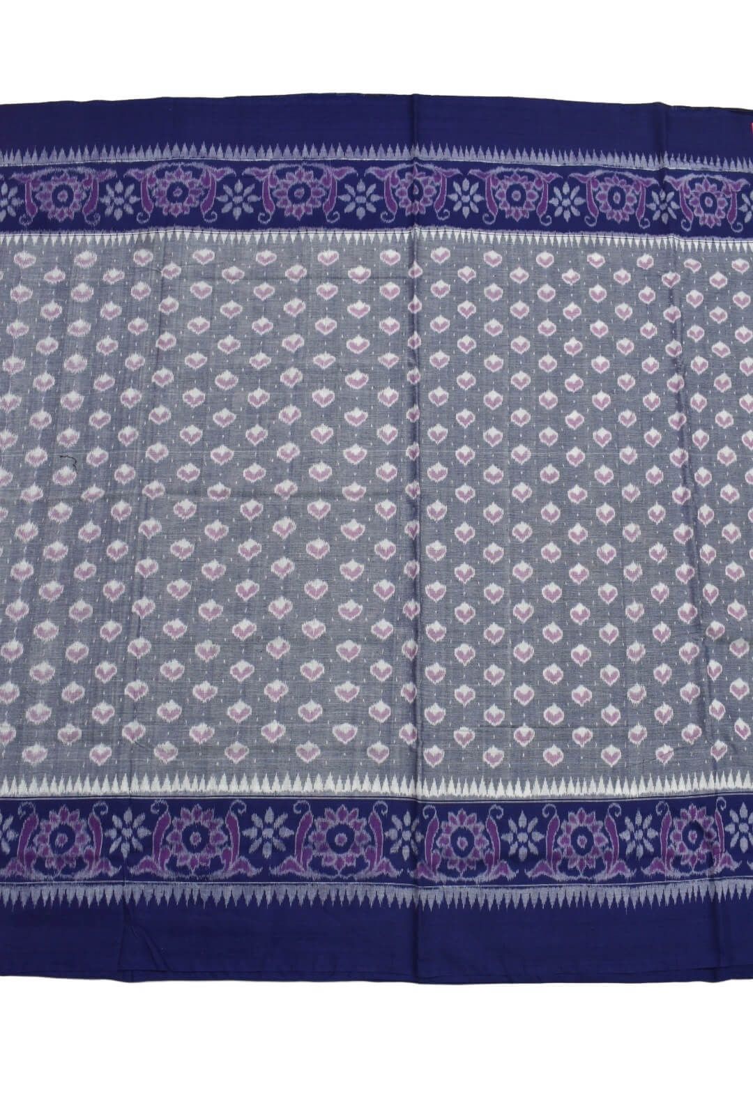 Gray Colour Plane Border Sambalpuri Handloom Cotton Saree
