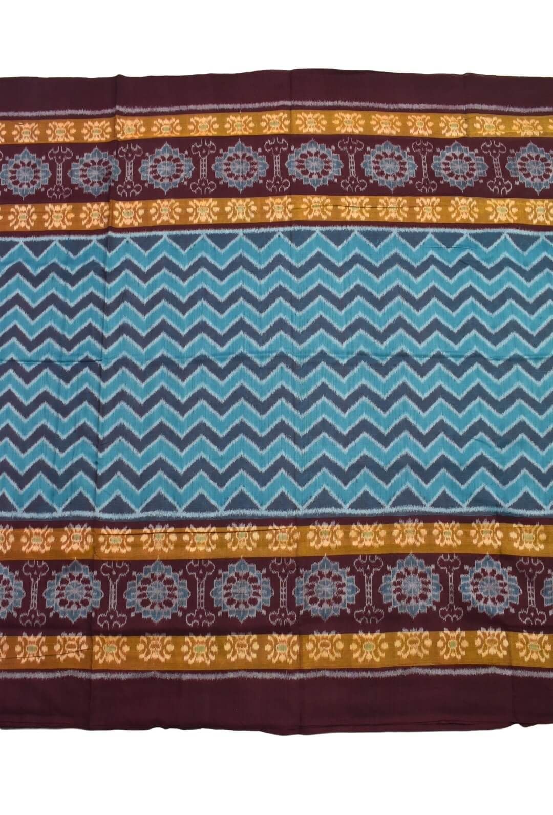 Blue Colour Plane Border Sambalpuri Handloom Cotton Saree