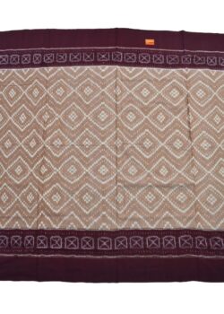 Peach Colour Plane Border Sambalpuri Handloom Cotton Saree