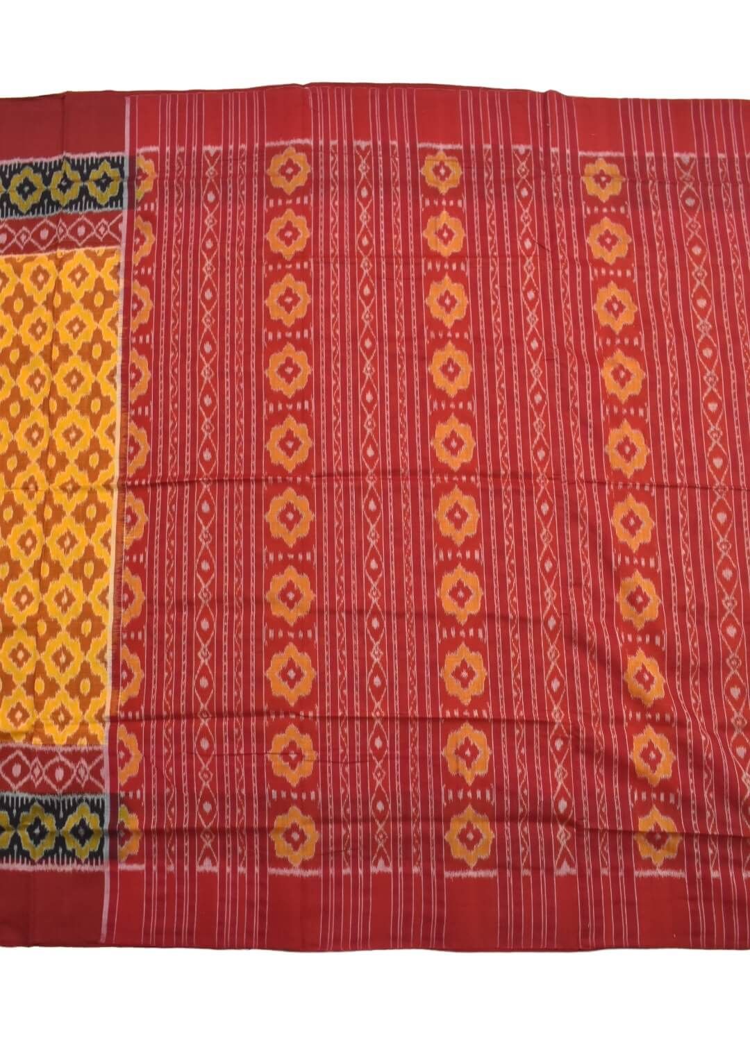 Yellow Colour Sambalpuri Handloom Cotton Saree - Image 2