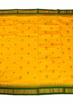 Yellow Colour Sambalpuri Handloom Bandha Silk Saree