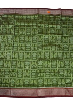 Green Colour Sambalpuri Handloom Bandha Silk Saree