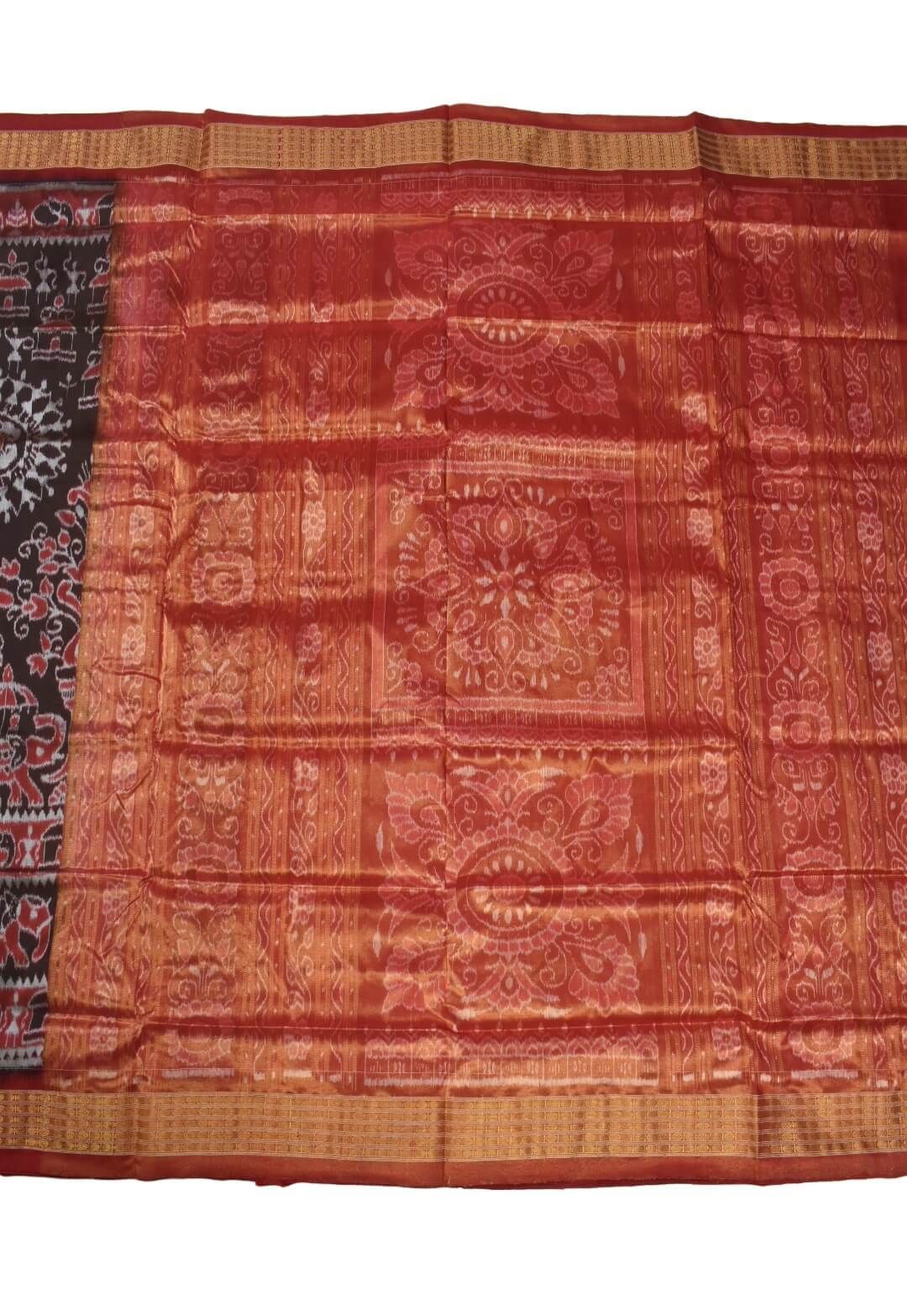 Black Colour Sambalpuri Handloom Bandha Silk Saree - Image 2