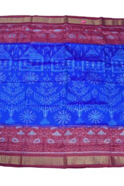 Blue Colour Sambalpuri Handloom Bandha Silk Saree
