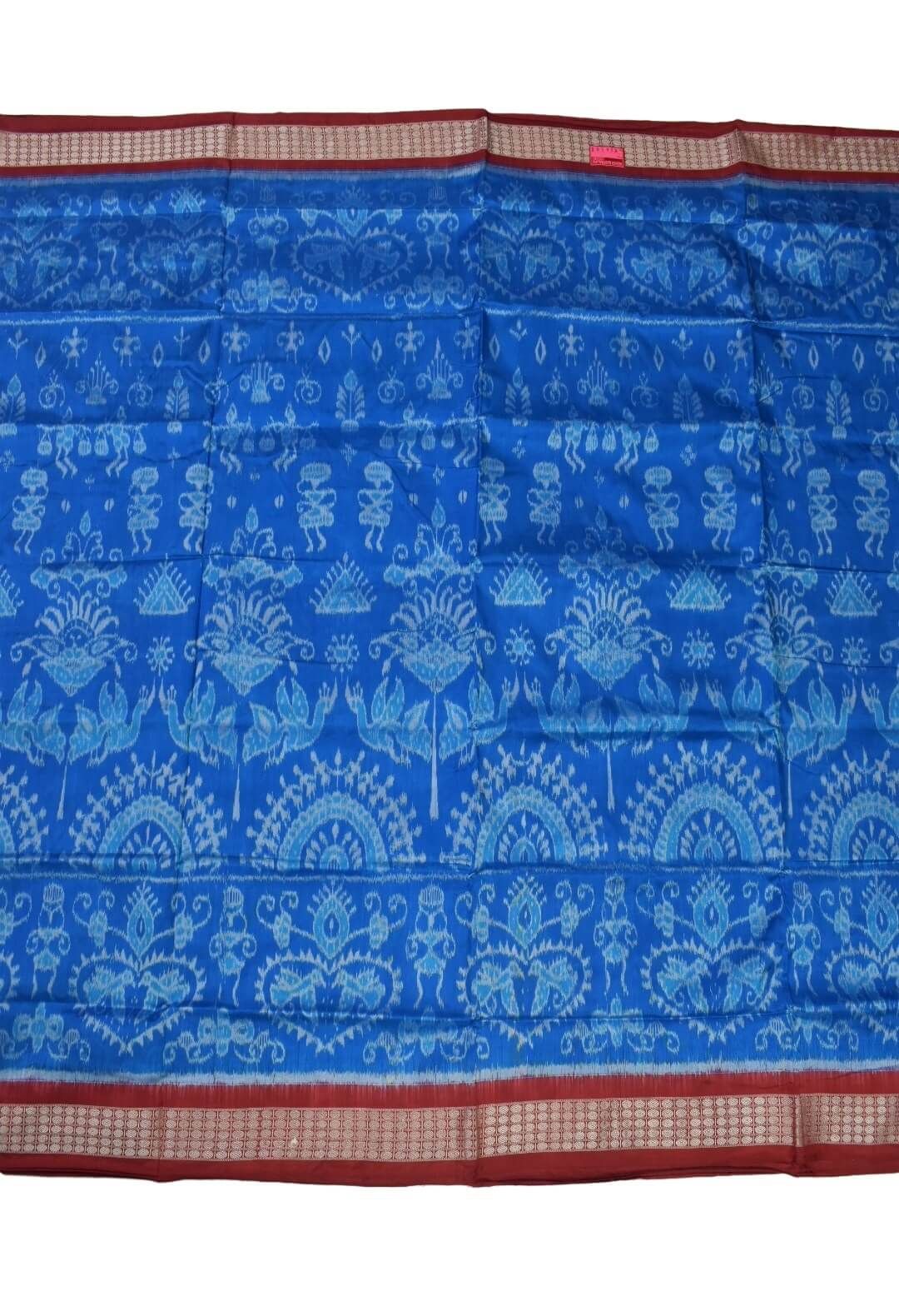 Blue Colour Sambalpuri Handloom Bandha Silk Saree